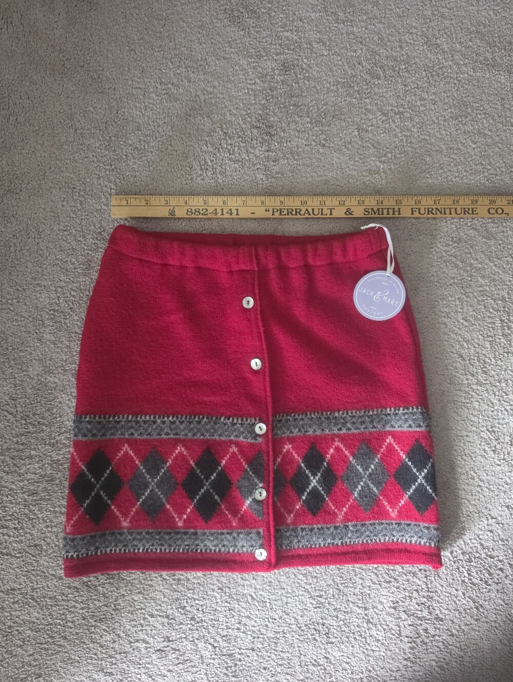 Jack & Mary Handmade Red Argyle Skirt - Picture 2 of 5
